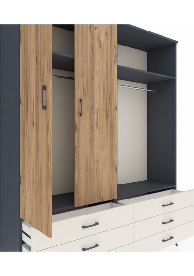 Hyperion Gardrop 4 Raflı 6 Çekmeceli 2 Askılı 176x44x221 Antrasit-çam/aytaşı Çam/aytaşı Hyperion Gardrop 4 Raflı 6 Çekmeceli 2 Askılı 176x44x221 Antrasit-çam/aytaşı Çam/aytaşı
