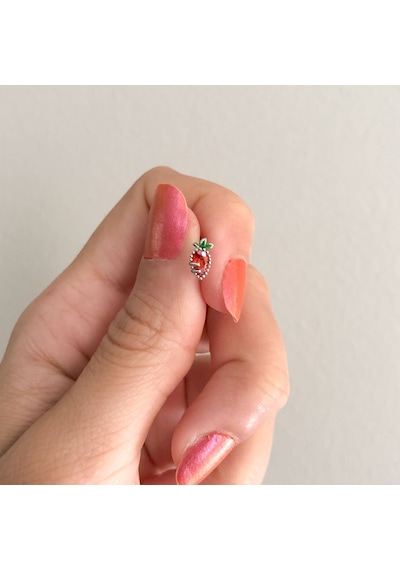 Ferizz 316l Çelik Zirkon Taşlı Havuç Şekilli Piercing Prc-174 Gümüş