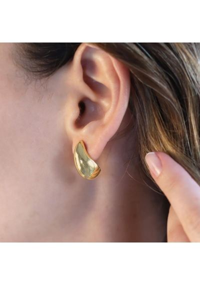 Bottega Damla Gold Kaplama Gümüş Küpe Gümüş