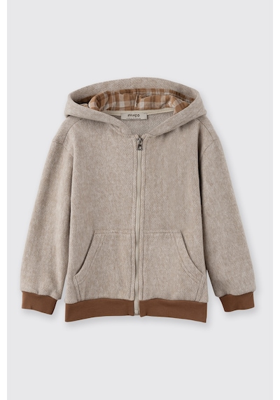 Panço Erkek Çocuk Fermuarlı Bej-melanj Sweatshirt Krem
