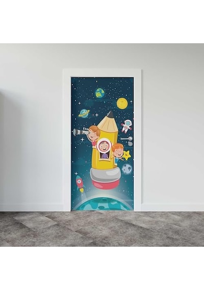 Kapı Giydirme Kapı Sticker Folyosu Uzay Çocuklar Diğer