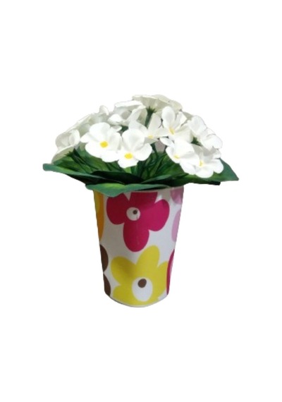 Vazoda Çiçek Dekoratif Beyaz Yapay Çiçek Vazo Dahil Kırmızı Papatya 7 x 7 x 16 CM