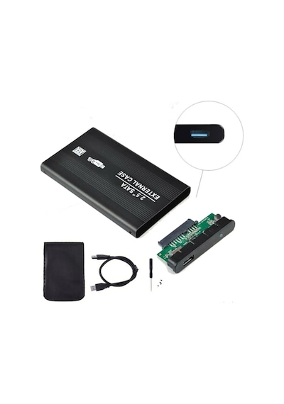 2.5 Inç Usb 3.0 Sata Harddisk Hdd Kutusu 5 Gbps + Kılıf - Siyah