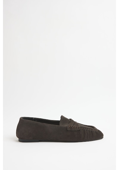 Lutvelizade Loafer 2510 Büzgülü Detaylı Siyah Füme Kadın Loafer
