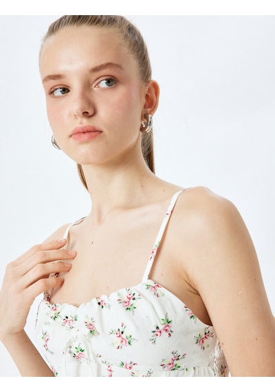 Koton İp Askılı Bağcık Detaylı Gipeli Çiçekli Crop Üst Pembe Desenli 5sal30004ıw Pembe Desenli Koton İp Askılı Bağcık Detaylı Gipeli Çiçekli Crop Üst Pembe Desenli 5sal30004ıw Pembe Desenli