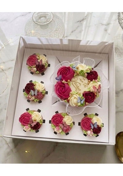 Full Asetat Kapaklı 5+1 Bento&cupcake Kutusu 25x25x10
