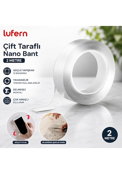 Dayanıklı Çift Taraflı İz Bırakmaz Şeffaf Çok Amaçlı Tamir Silikon Bant Güçlü Montaj 30mm X 2mt