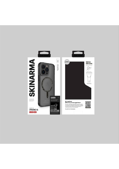 Apple Uyumlu iPhone 15 Pro Kılıf Skinarma Şeffaf Airbag Tasarımlı Magsafe Şarj Özellikli Saido Kapak Mavi