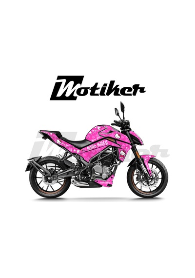 Cf Moto 250nk Hello Kitty Pembe Beyaz Tasarımı Sticker Etiket Mod