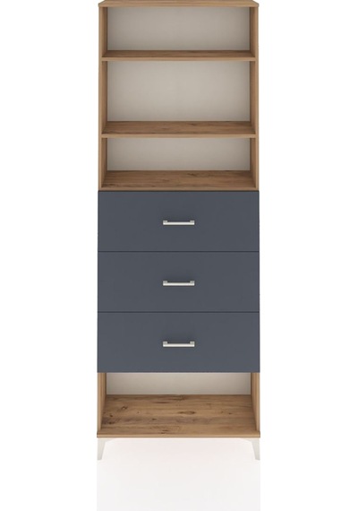 Arges Dolap 3 Raflı 3 Çekmeceli 88x30x243 Çam-antrasit Çam