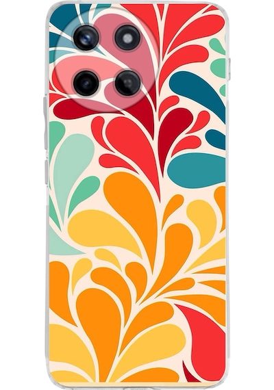 Realme 11 İle Uyumlu Retro Color 5 Baskılı Kamera Korumalı Şeffaf Kılıf Şeffaf