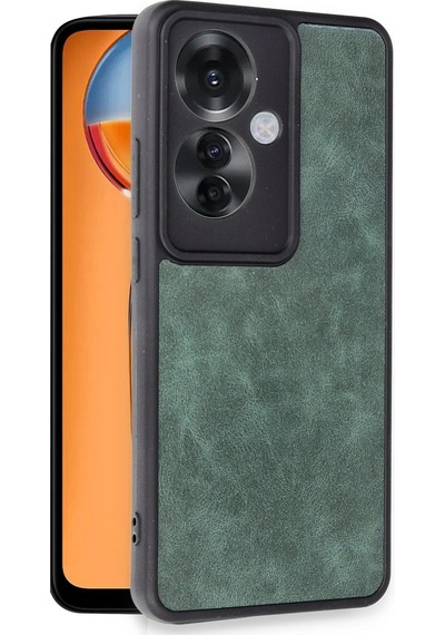 Uryport Oppo Reno 11f Kılıf Aras Deri Kapak - Koyu Yeşil
