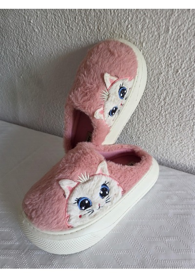 Kadın Kedili Peluş Rahat Ev Terliği 25bnt133 Pembe