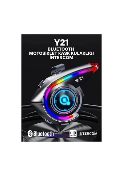 Hubrendy Kargo Y21 Rgb Işık Efektli Intercom Bluetooth Motosiklet Kask Kulaklığı Intercom Kulaklık