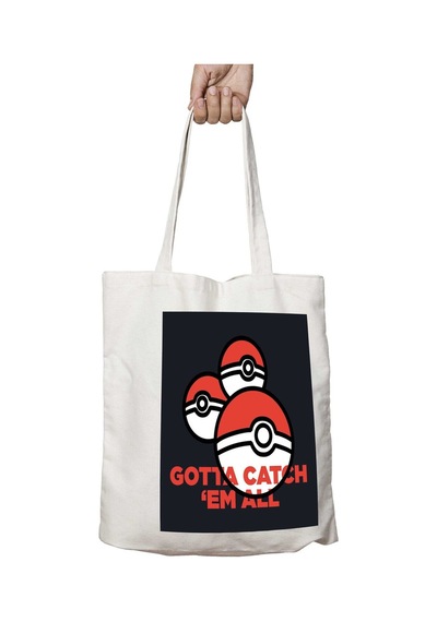 Art Hediye Pokemon Poke Balls Gotta Catch Em All İki Tarafı Kalıcı Baskılı Yıkanabilir Çanta Çok Renkli