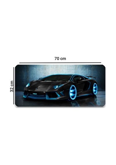 Sonictouch Tron Yarış Arabası Temalı Kaymaz Gaming Oyuncu Masaüstü Dikişsiz Siyah Klavye Mouse Pad 3