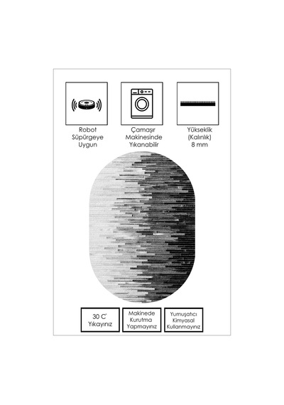 West Home Dijital Baskı Yıkanabilir Kaymaz Taban Leke Tutmaz Oval Gri Mutfak Halısı Salon Halısı Ve Yolluk Wh 248 Grey Oval