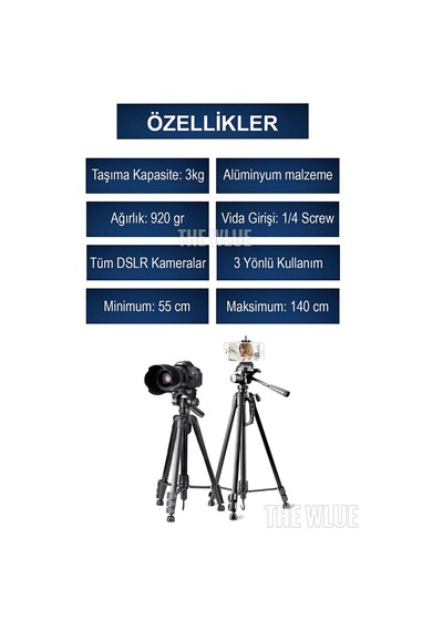 Profesyonel Outdoor Tripod 140cm Tüm Dslr Kameralarla Uyumlu Vide
