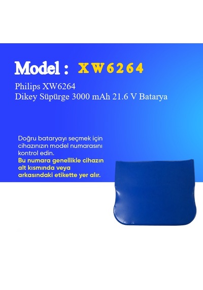 Philips Xw6264 Dikey Süpürge 3000 Mah 21.6v Batarya