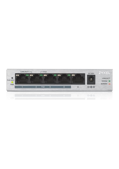 Zyxel Gs1005hp, 5 Port, Gigabit, Poe 60w, Yönetilemez, Masaüstü Switch