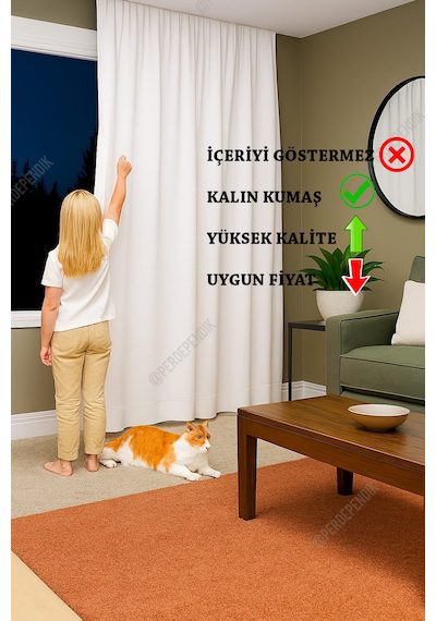 Beyaz Güneşlik Perde Saten Kalın 1. Sınıf Kullanıma Hazır Fon Perde Tül Perde Kar Beyazı Kar Beyazı