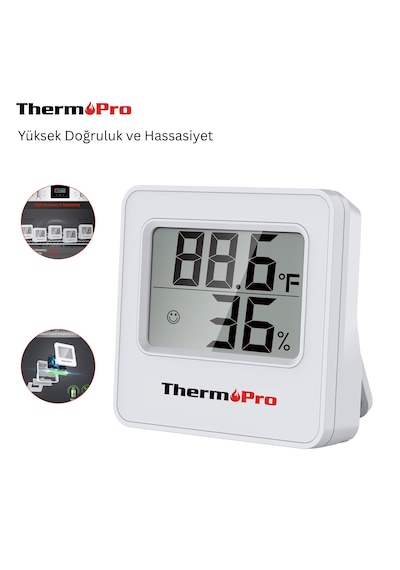 Thermopro Tp157w İç Mekan Sera, Dolap, Bebek Odası Hassas Sıcaklık Ve Nem Ölçer Mini Termometre