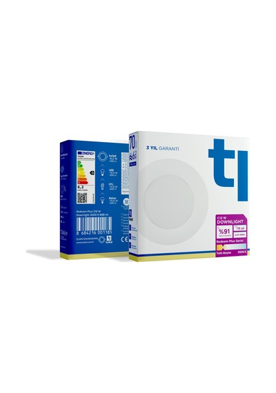 Redeem Plus C12W Downlight, Titreşimsiz, Göz Konforu, 888 Lümen, Tatlı Beyaz, 3500 Kelvin Beyaz