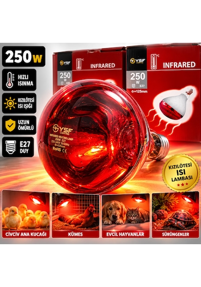 Isıtıcılı Ampul Infrared 250w Kırmızı Işık
