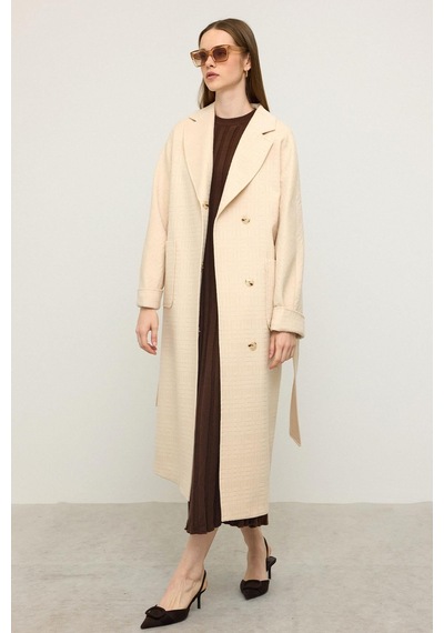 Olcay Torba Cepli Kendinden Desenli Oversize Limited Edition Kaban Krem 3140