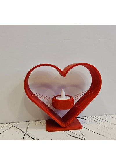 Masa Lambası 3d Baskı Kalpli - Kırmızı-