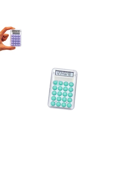 Mini Hesap Makinesi Silikon Tuşlu Lcd Ekran 8 Haneli Şeffaf Mini Hesap Makinesi Ebat 8,5cm X 5,4cm Turkuaz
