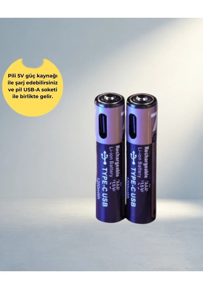 Sabit Voltajlı Usb Type-c Şarjlı Aaa Lityum Pil 1.5v