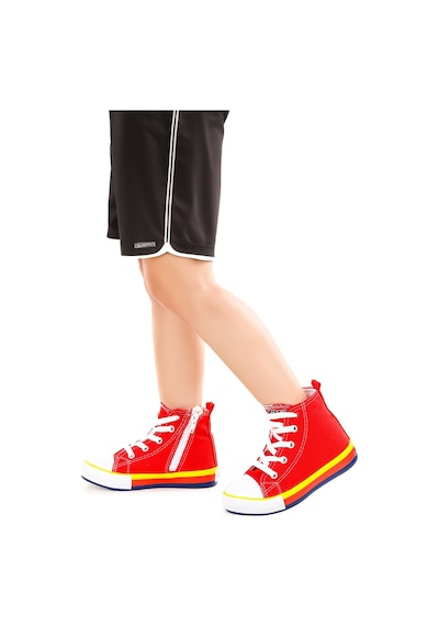 Kiko Kids Tinna Bağcıklı Erkek Çocuk Boğazlı Keten Spor Ayakkabı Kırmızı