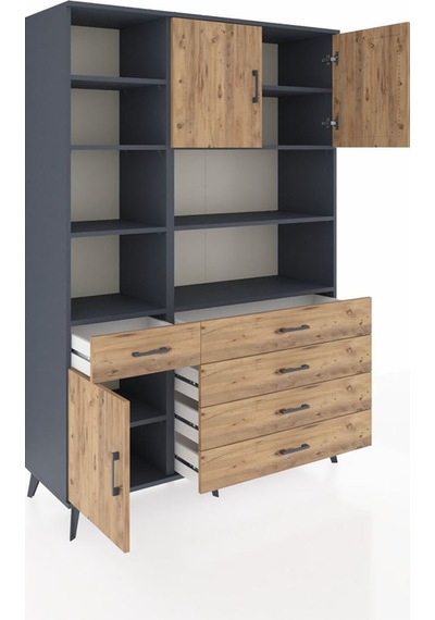 Hyperion Dolap 9 Raflı 5 Çekmeceli 3 Kapaklı 132x44x195 Antrasit-çam/çam Atlas Çam/atlas Çam Hyperion Dolap 9 Raflı 5 Çekmeceli 3 Kapaklı 132x44x195 Antrasit-çam/çam Atlas Çam/atlas Çam