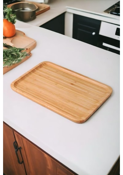 Bambu Lüx Dikdörtgen Büyük Servis-sunum Tabağı 30x20x1,8cm Bambu Bamboo
