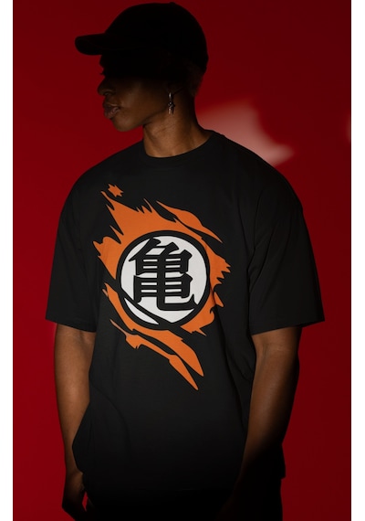 Son Goku Dragon Ball Anime Karakter Ön Baskılı Unisex Oversize Ti Siyah
