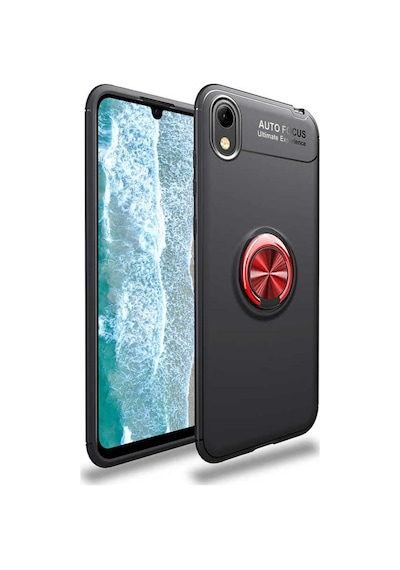 Huawei Y5 2019 Kılıf Zore Ravel Silikon Kapak Siyah-Kırmızı