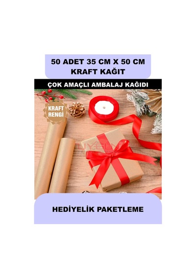 50 Adet 35cm X 50cm 100 Gr. Baskısız Kraft Kağıt, Hediye Ürün Paketleme, Oto Paspası, Çocuk Etkinlikleri