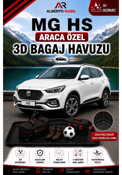 Mg Hs Kulakli 2018 - 2023 Araca Özel 3d Bagaj Havuzu