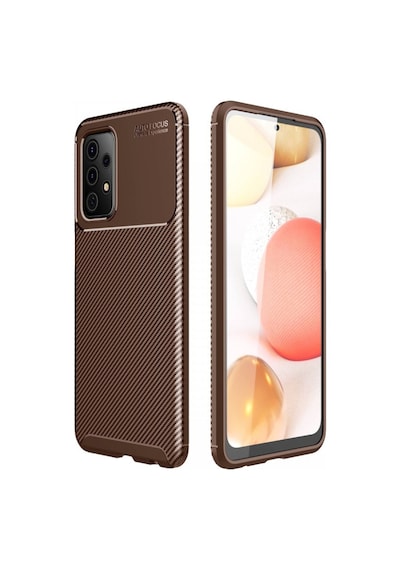 Coverzone Galaxy A52 İle Uyumlu Silikon Kılıf Kamera Korumalı Karbon Tpu Brimstone Ultra Slim Fit Delux Kahverengi