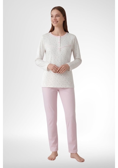 Mecit Pijama Mecit 6361 Pembe Pamuk Büyük Beden Kadın Pijama Takımı