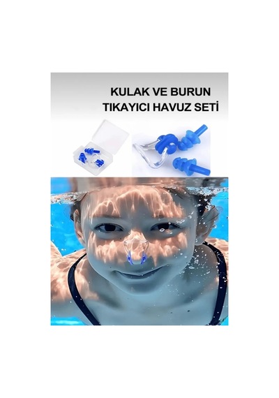 Kulak Burun Tıkayıcı Çocuklar Yüzücüler Için Basit Havuz Deniz Su Kaçma Önleyici Seti Renkli - 65048150 Renkli
