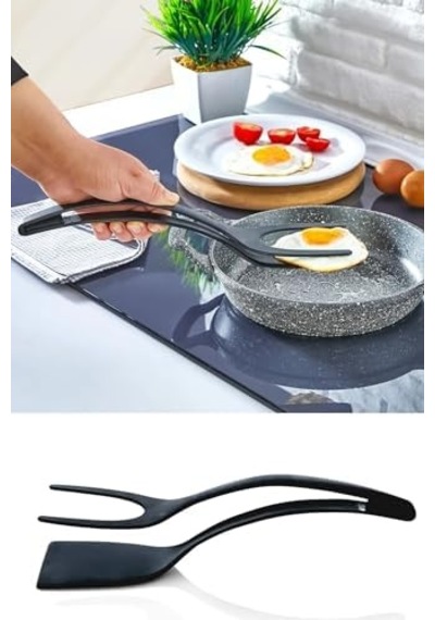 1 Adet Pratik Yanmaz Yapışmaz Teflon Maşalı Spatula- 220 Dereceye Dayanıklı Teflon Servis Set 0