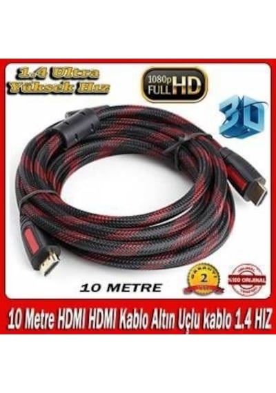 10 Metre Çelik Örgülü 3D Standart Hdmi Kablo