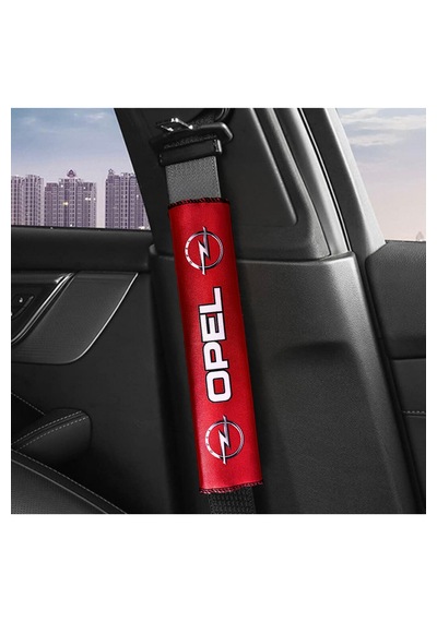 Opel Logolu Kırmızı Dijital Baskılı Emniyet Kemer Pedi 2 Li Konforlu Araç Kemer Kılıf Seti