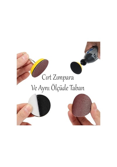 Pimli Mini 53'lü Cırt Zımpara Seti 50 Mm Taban Matkap Uyumlu 80 120 320 600 800 Kum Karışık Grit