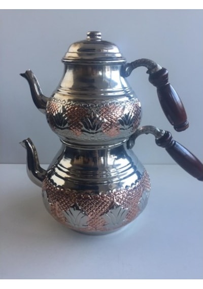 Bakır Çaydanlık Desenli Büyük Boy Krom