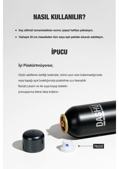 Bambu Özlü Mat Bitiş Ve Güçlü Tutuş Sunan Saç Sabitleyici Sprey Dashu For Men Bamboo Pin Spray 300ml