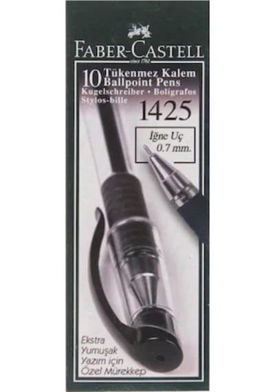 Faber-castell 1425 Iğne Uç Tükenmez Kalem Siyah 10 Lu 5211142599000 1 Paket 10 Adet Siyah