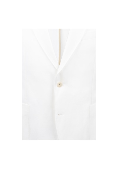 Hatemoğlu Beyaz Regular Fit Mono Yaka Casual Keten Ceket 27926 Beyaz